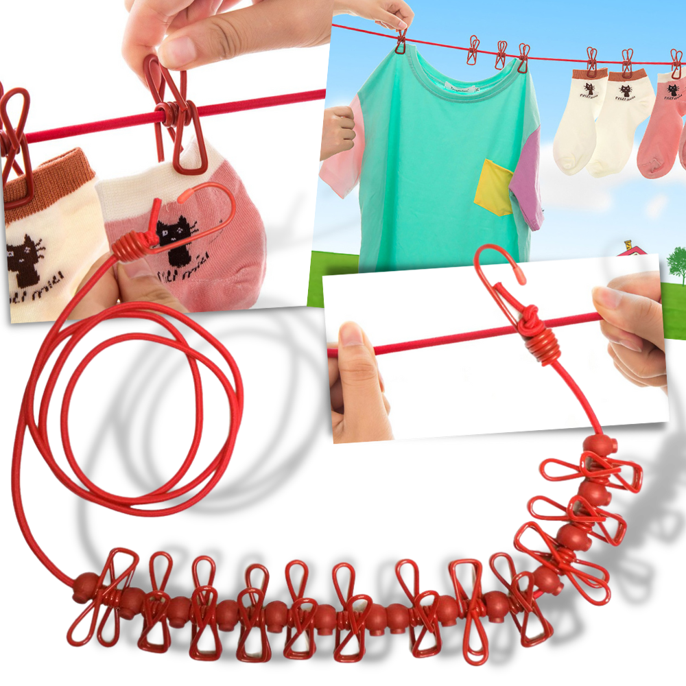 Stendibiancheria da campeggio elasticizzato da 4 m con picchetti - Ozerty