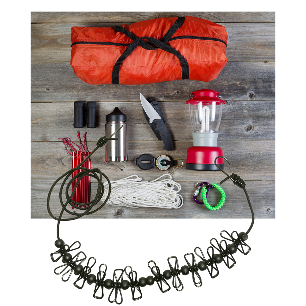 Stendibiancheria da campeggio elasticizzato da 4 m con picchetti - Ozerty