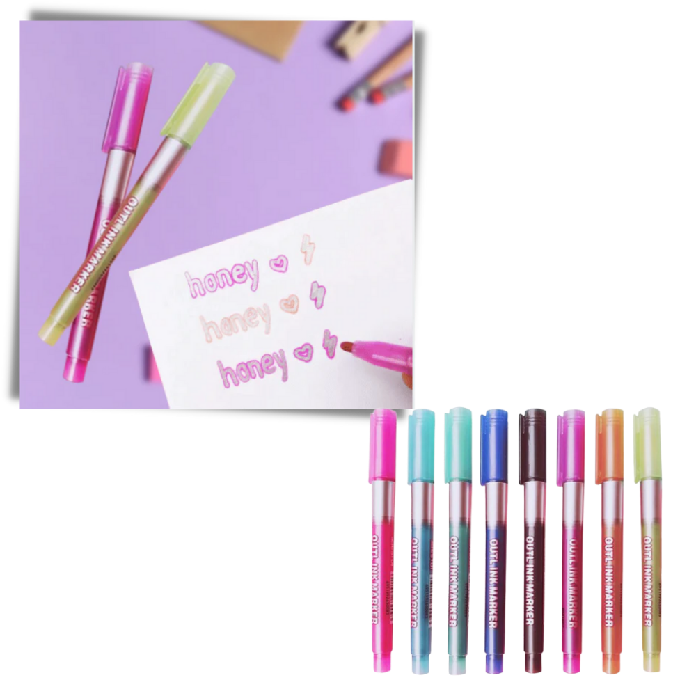 Set di 8 pennarelli a doppia linea - Ozerty