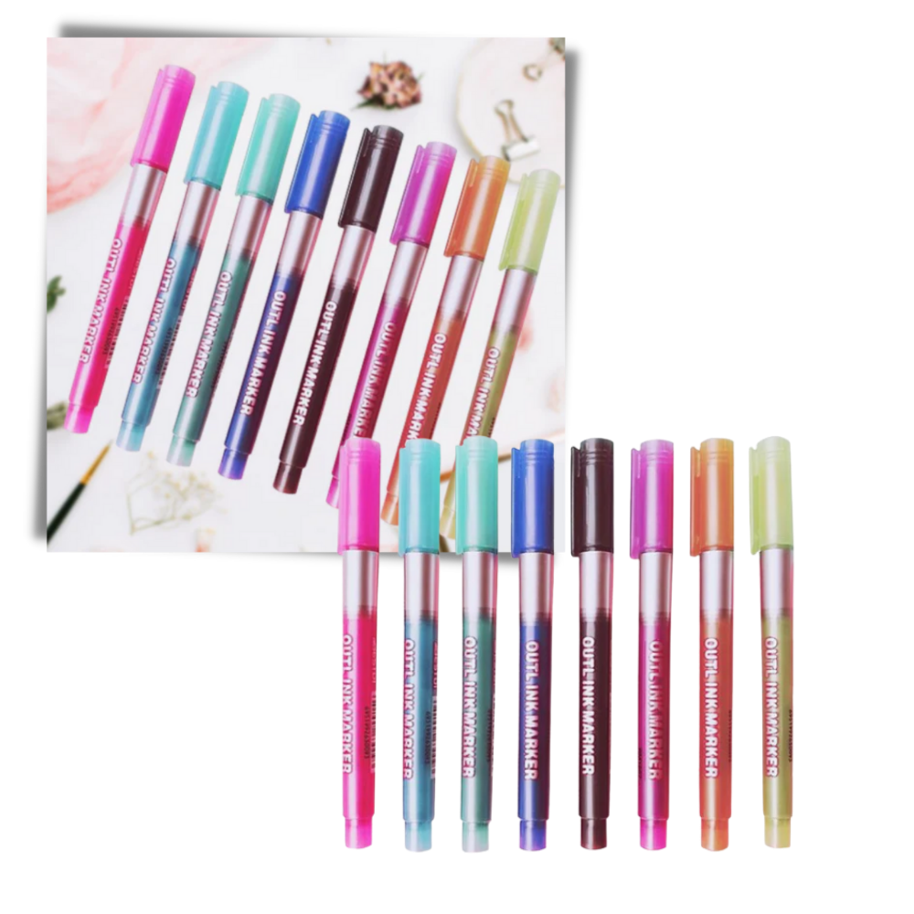 Set di 8 pennarelli a doppia linea