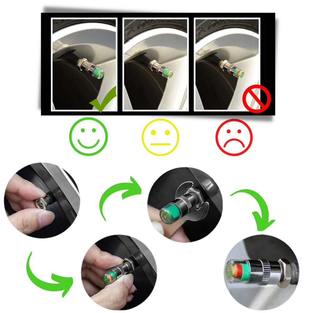 Confezione da 4 sensori di pressione pneumatici per auto - Ozerty