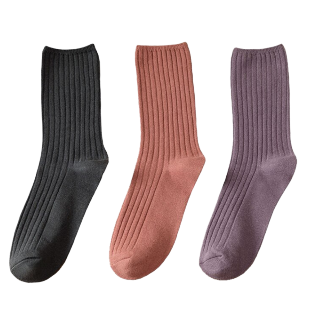 3 Pairs of ribbed cotton socks for women