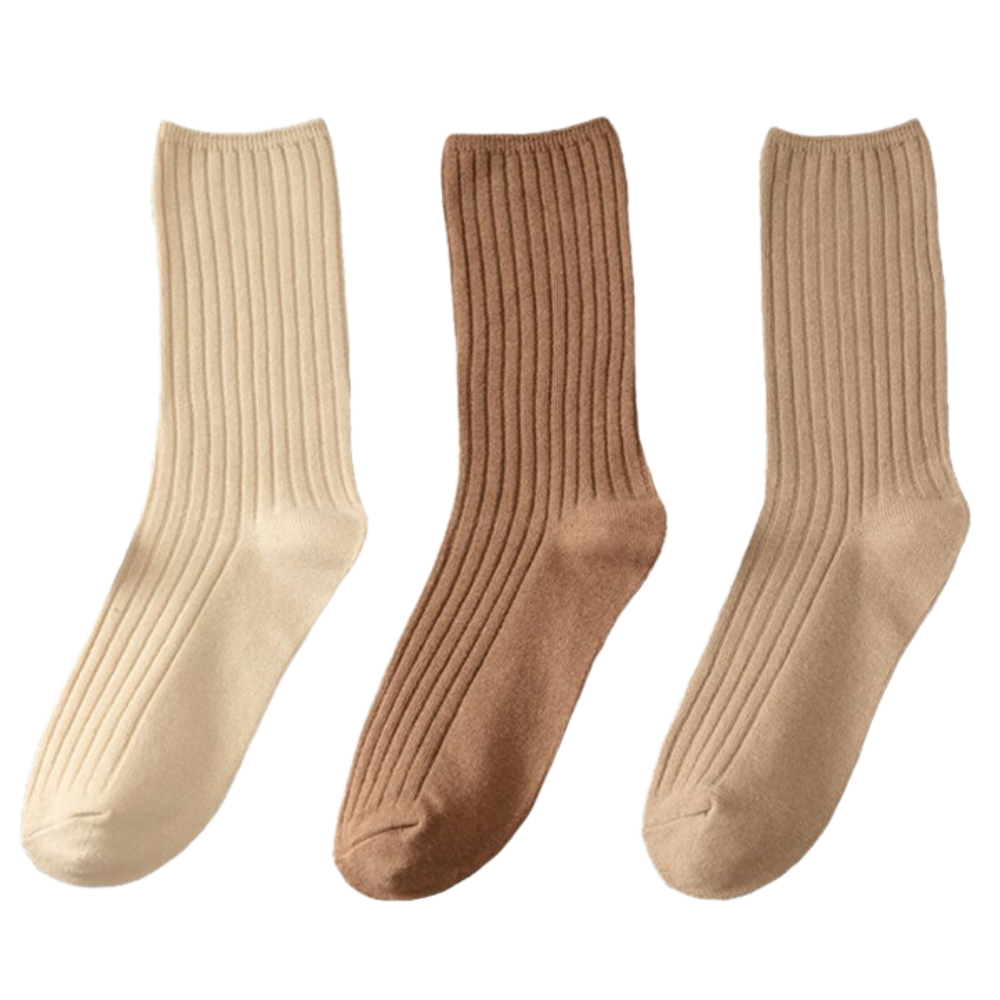 3 Pairs of ribbed cotton socks for women