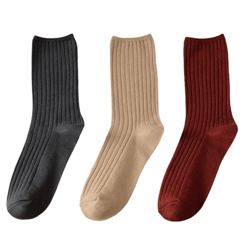 3 Pairs of ribbed cotton socks for women