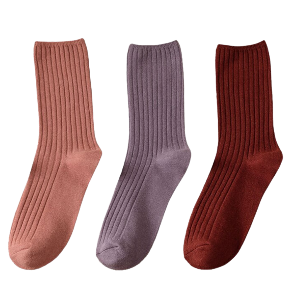 3 Pairs of ribbed cotton socks for women