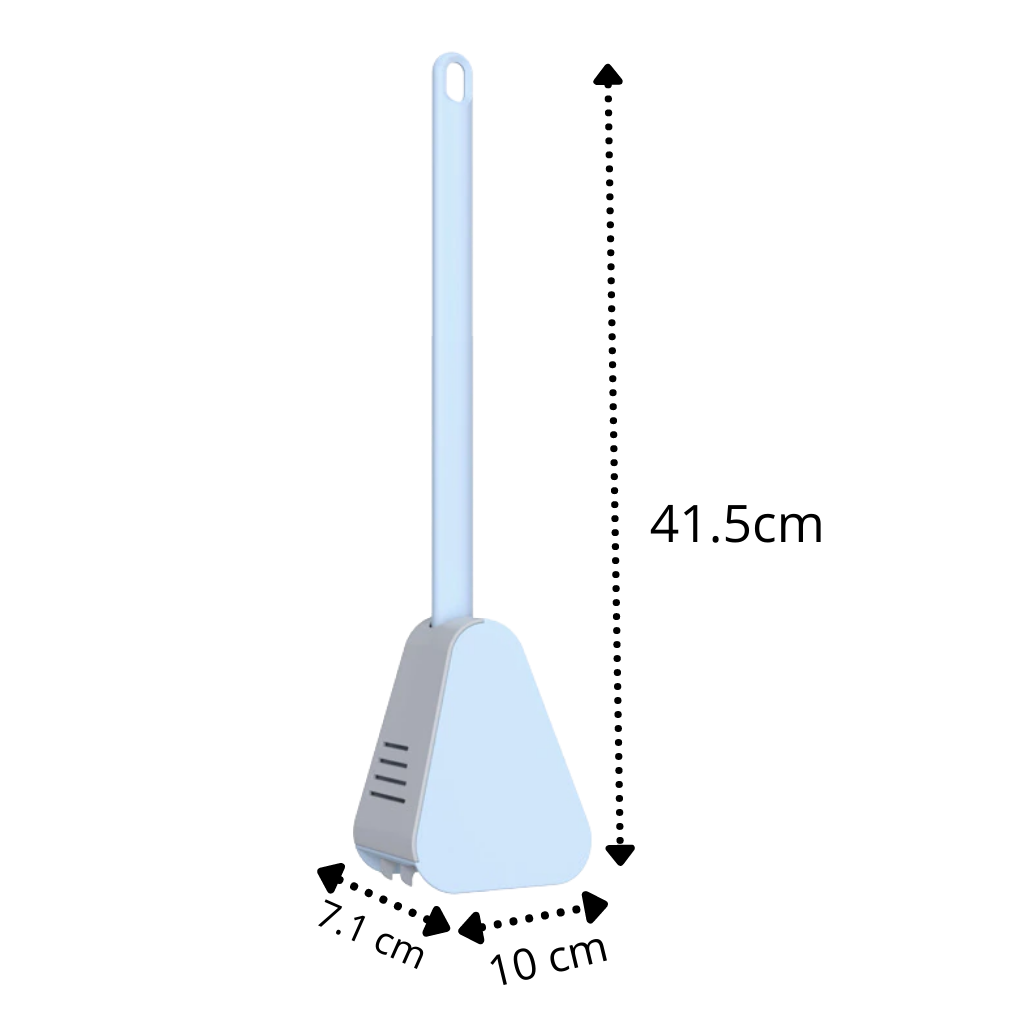 Toilet brush with long handle and wall base