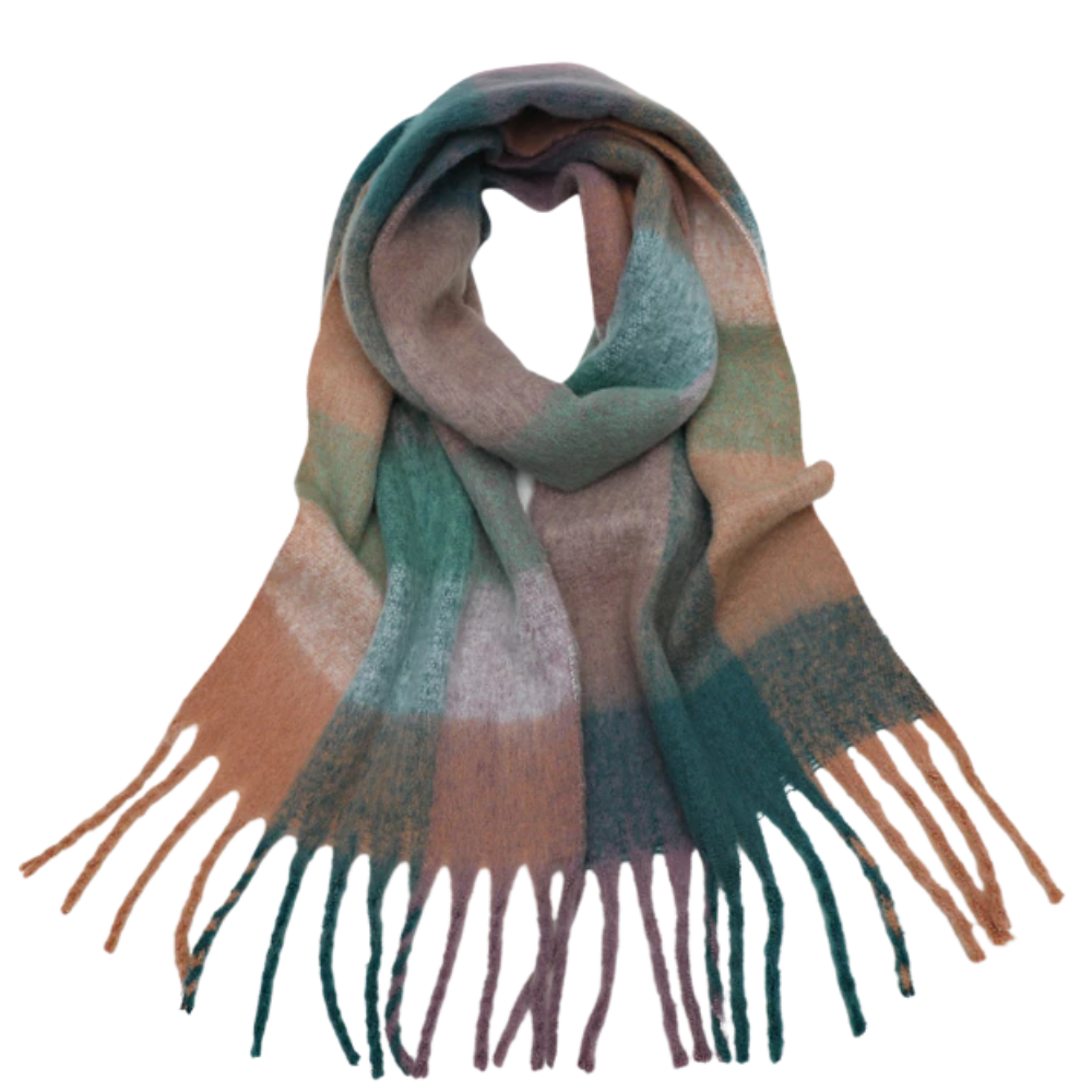 Checked women's winter scarf