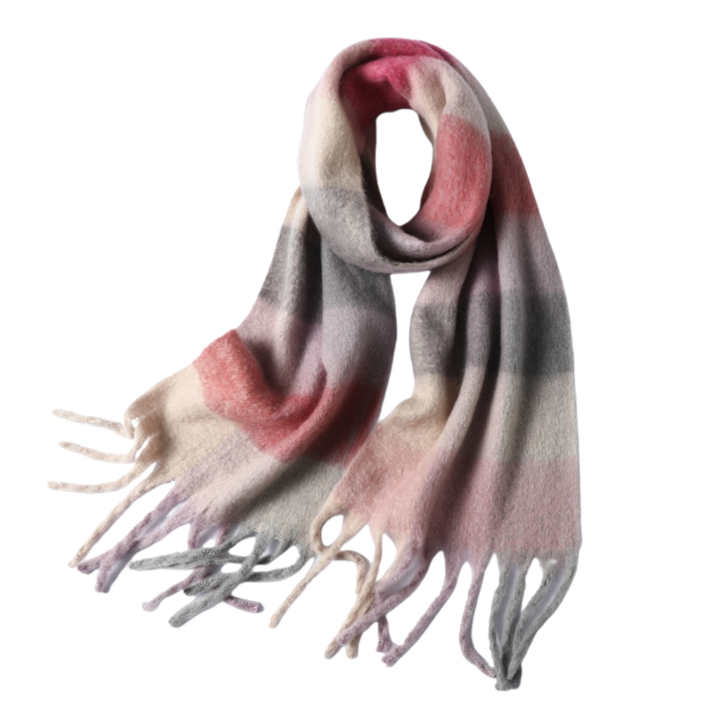 Checked women's winter scarf