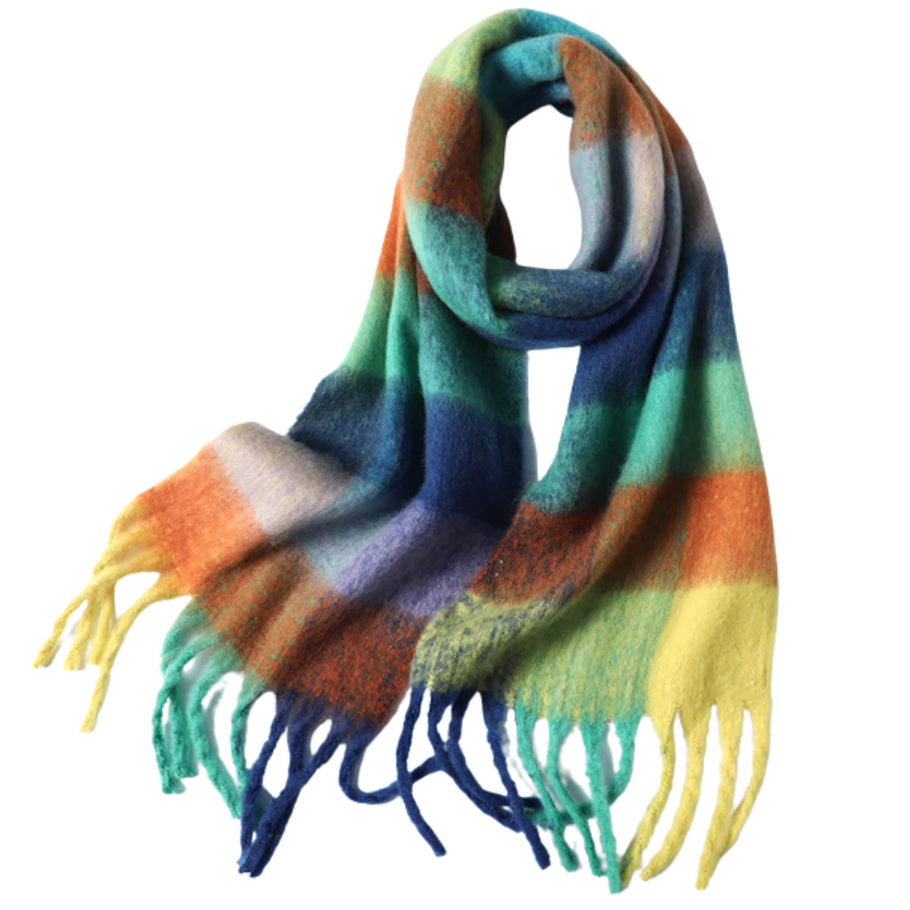 Checked women's winter scarf