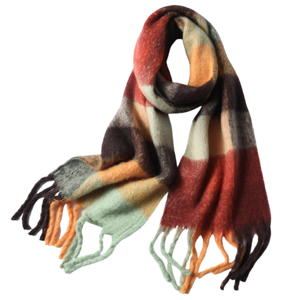Checked women's winter scarf