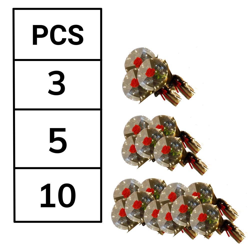 Bellissimo palloncino a LED con rosa - Ozerty