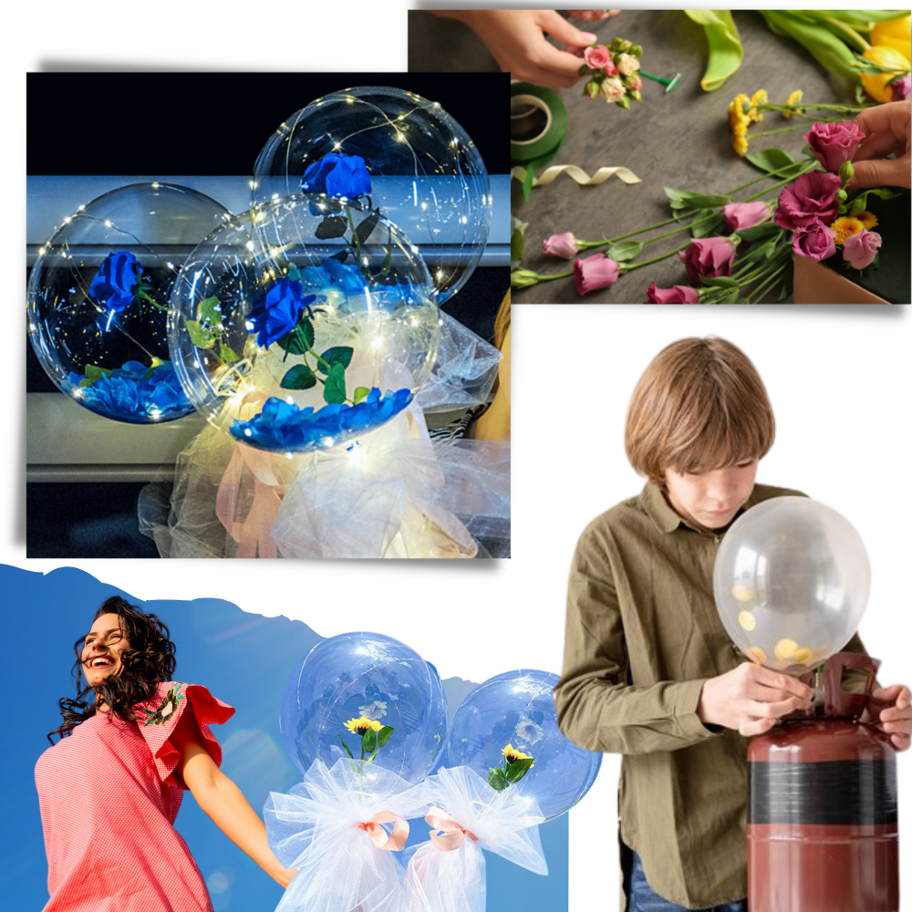 Bellissimo palloncino a LED con rosa - Ozerty