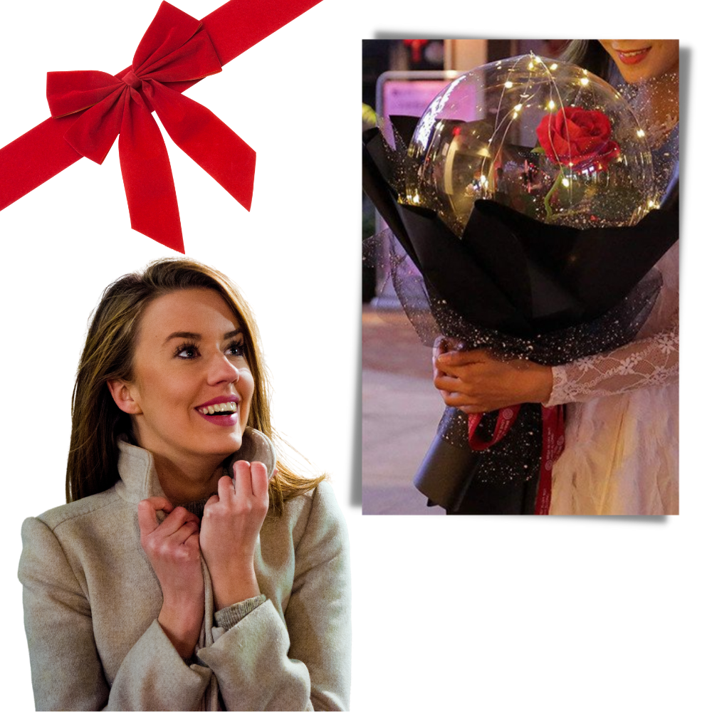 Bellissimo palloncino a LED con rosa - Ozerty