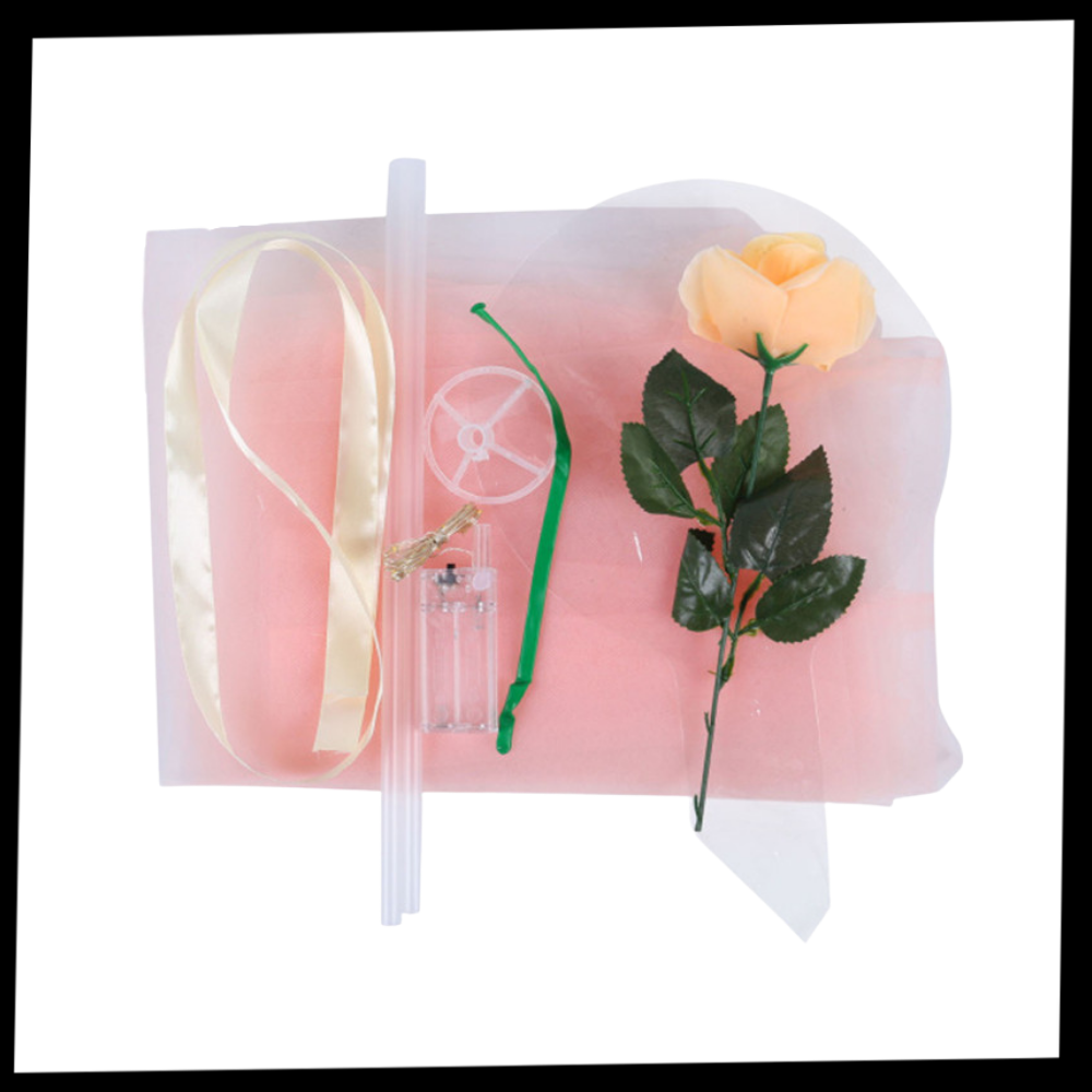 Bellissimo palloncino a LED con rosa - Ozerty