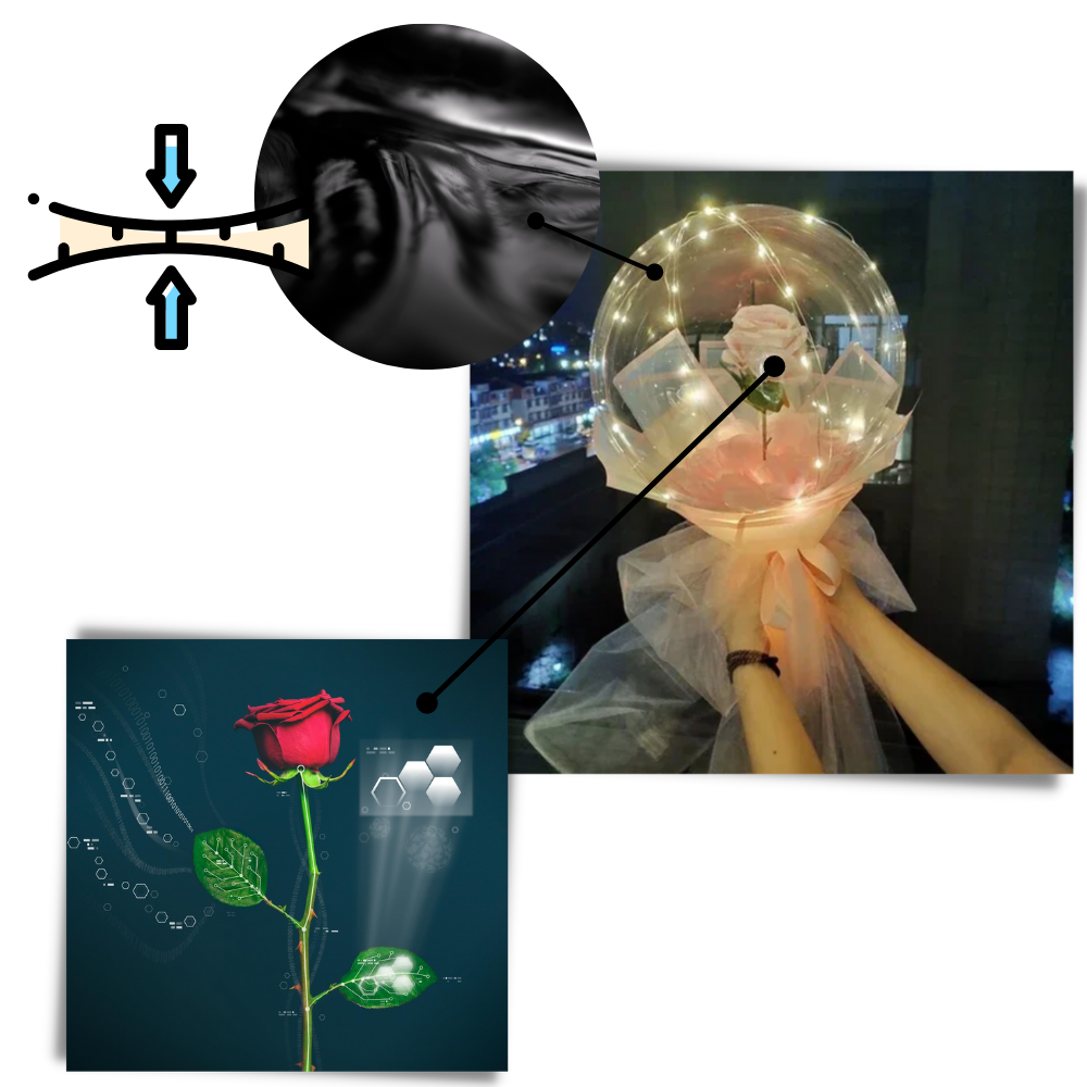 Bellissimo palloncino a LED con rosa - Ozerty
