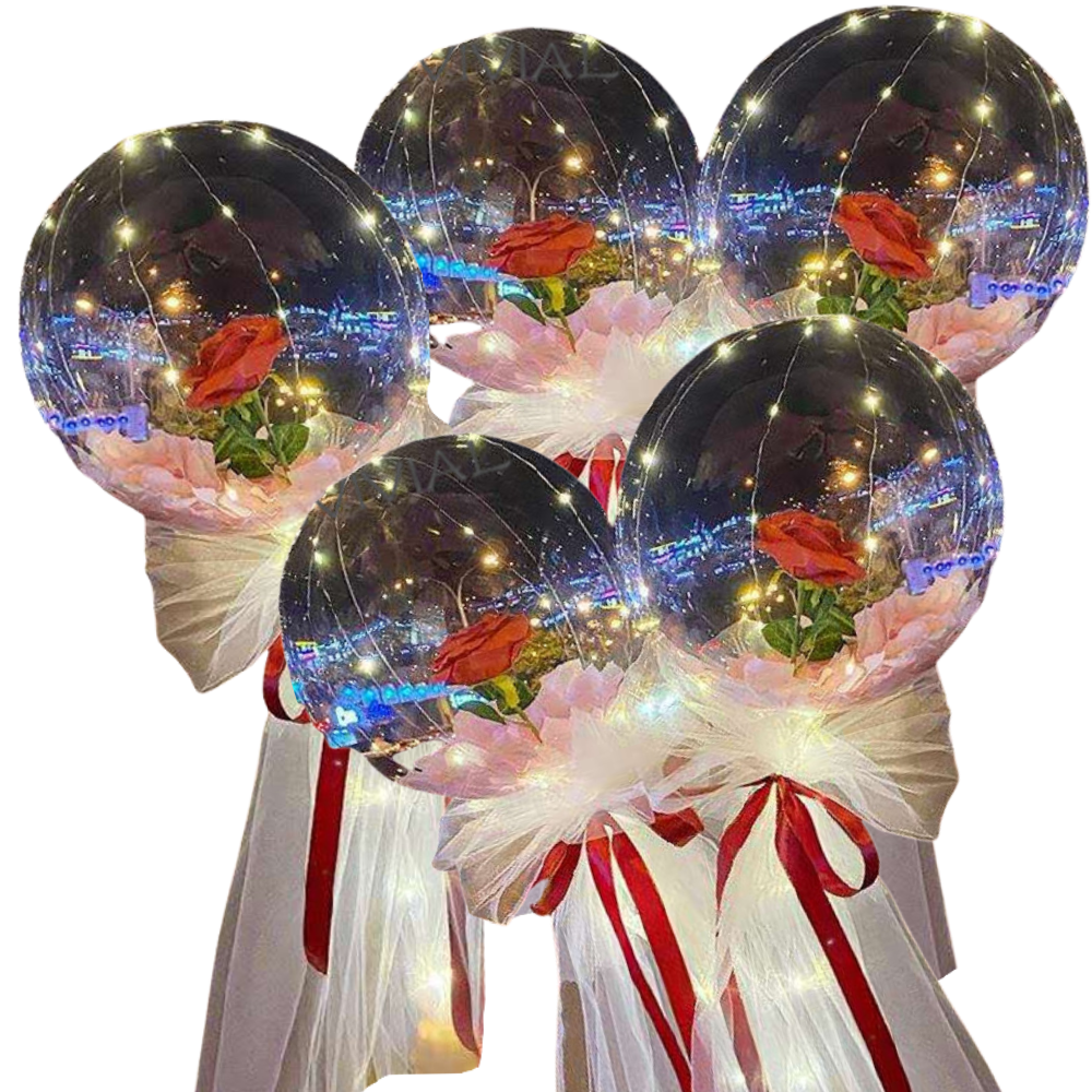 Bellissimo palloncino a LED con rosa - Ozerty