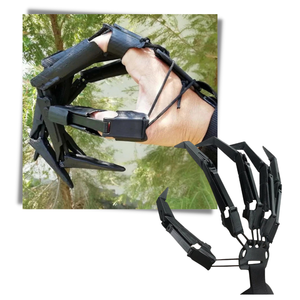 Guanto finto con mani di scheletro