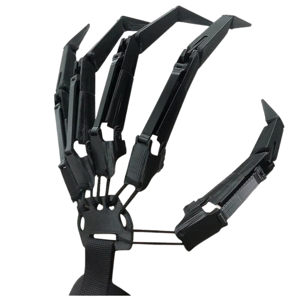 Fake glove with skeleton hands