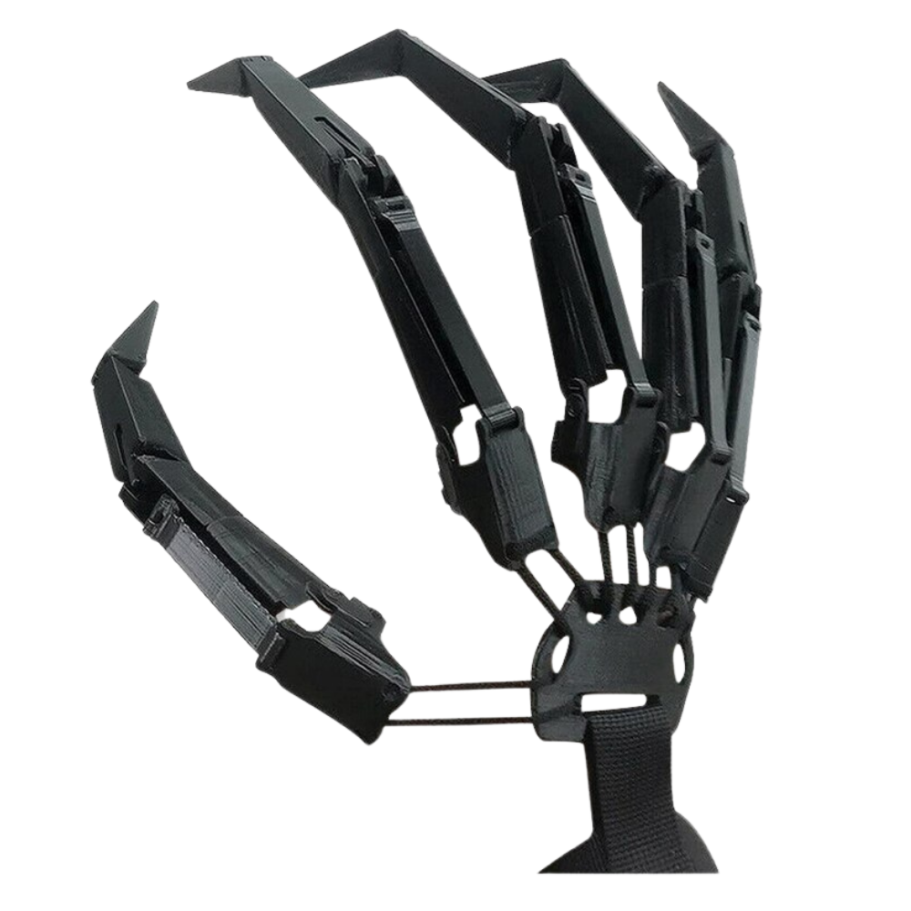 Fake glove with skeleton hands