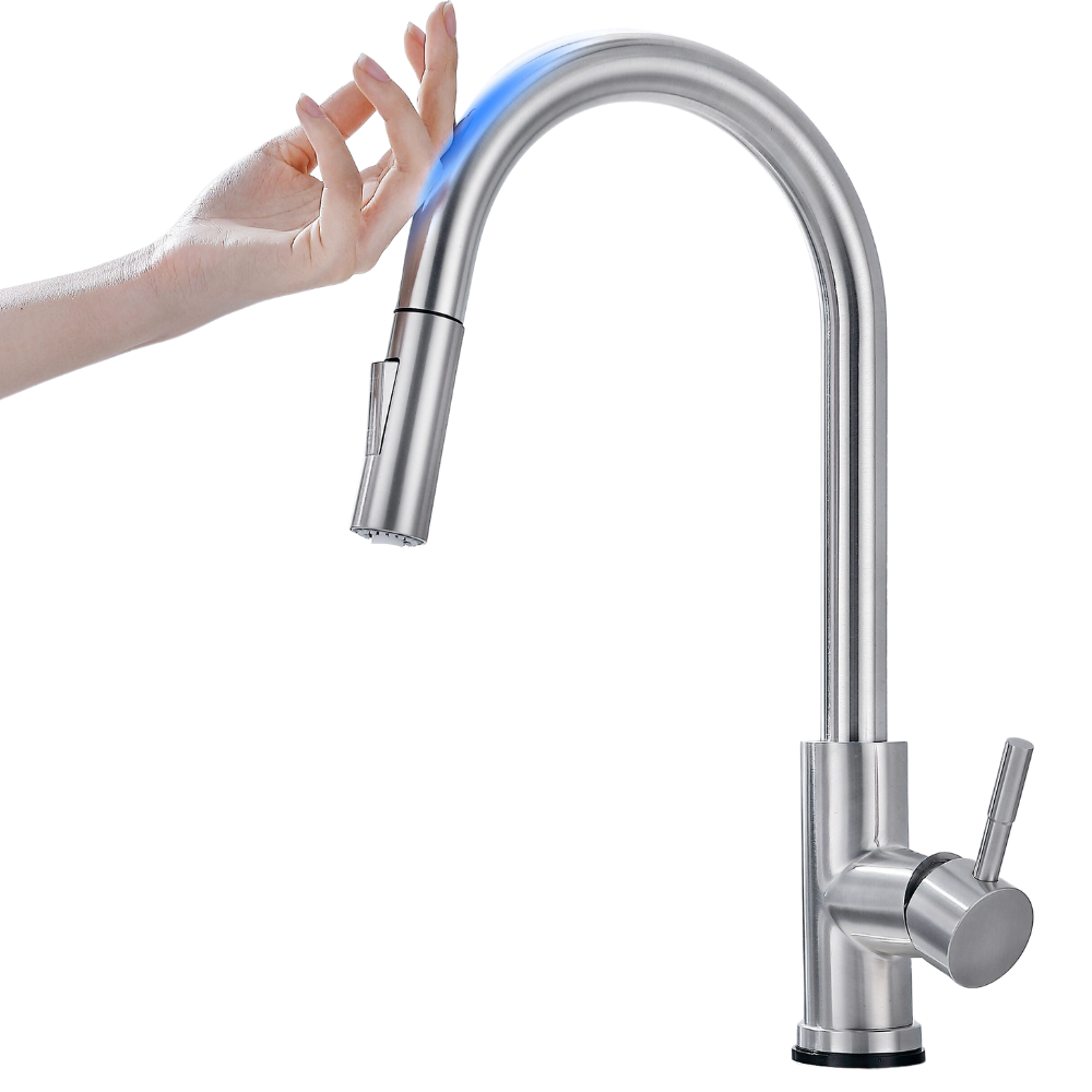 Flexible kitchen faucet with sensor