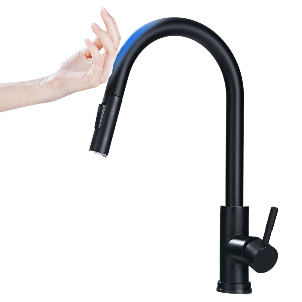 Flexible kitchen faucet with sensor