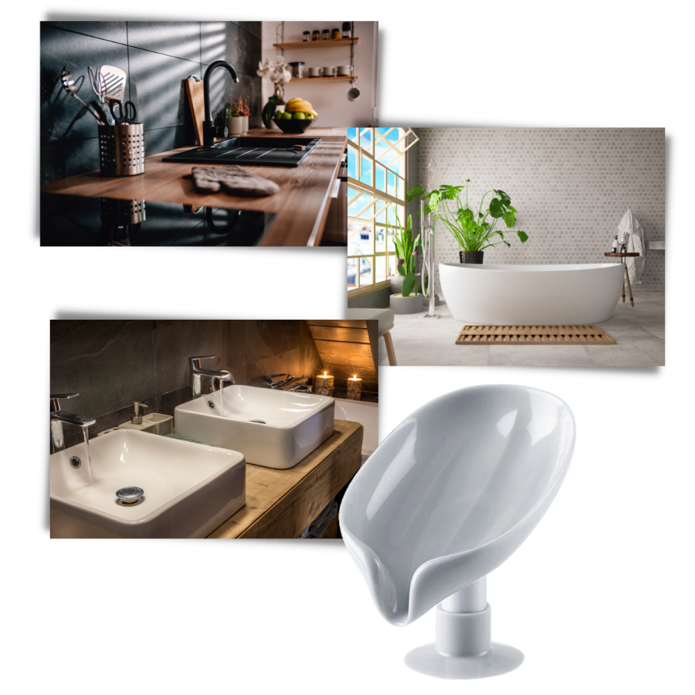 Portasapone a forma di foglia con drenaggio - Ozerty