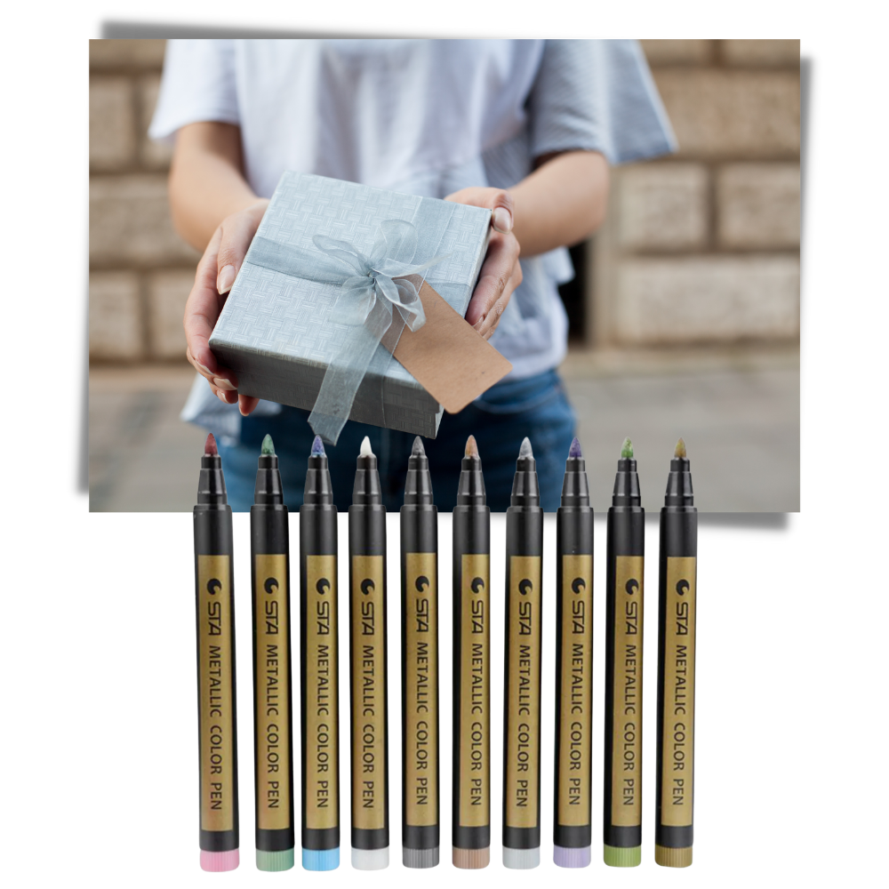 Confezione da 10 pennarelli colorati metallizzati - Ozerty