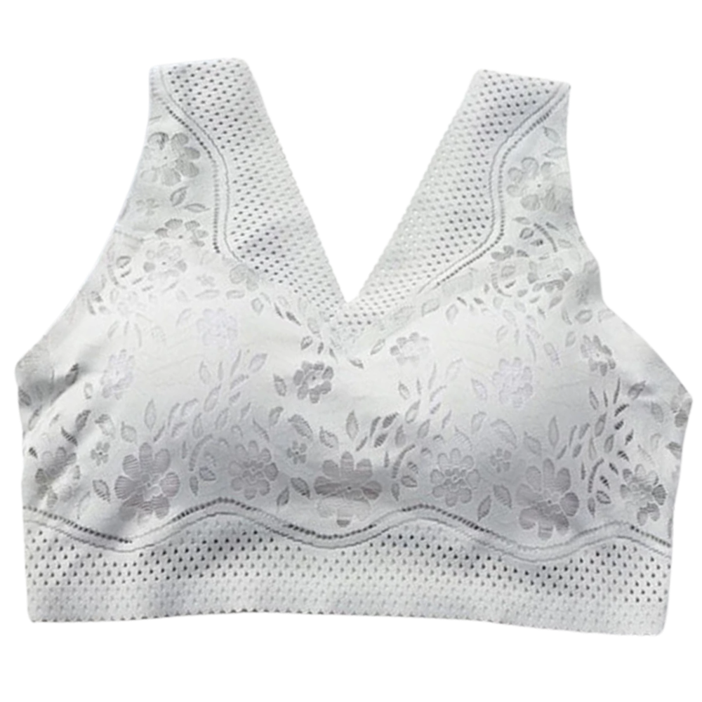 Seamless breathable lace bra