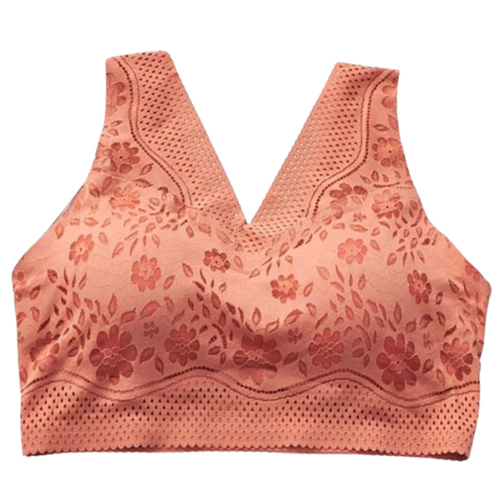 Seamless breathable lace bra