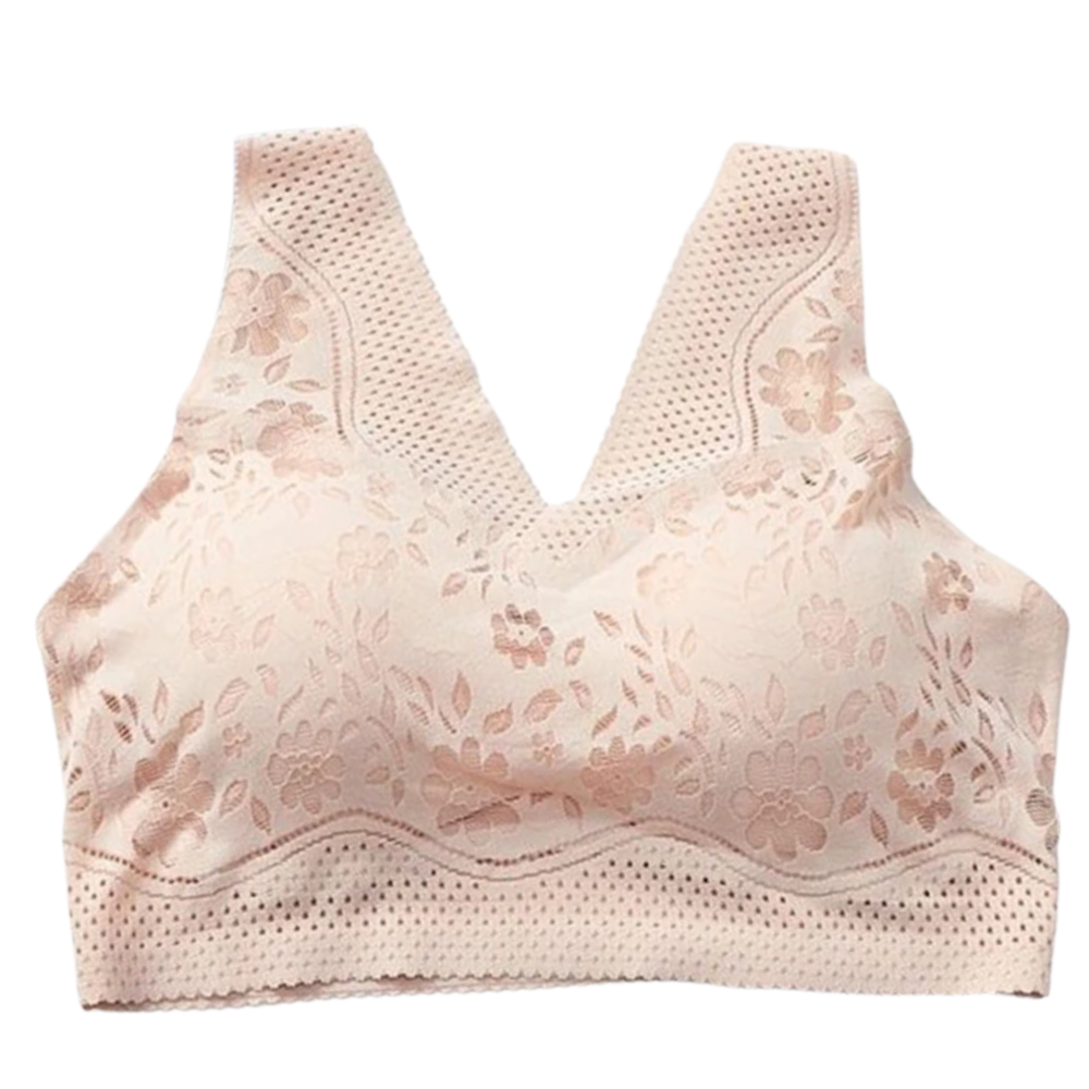 Seamless breathable lace bra