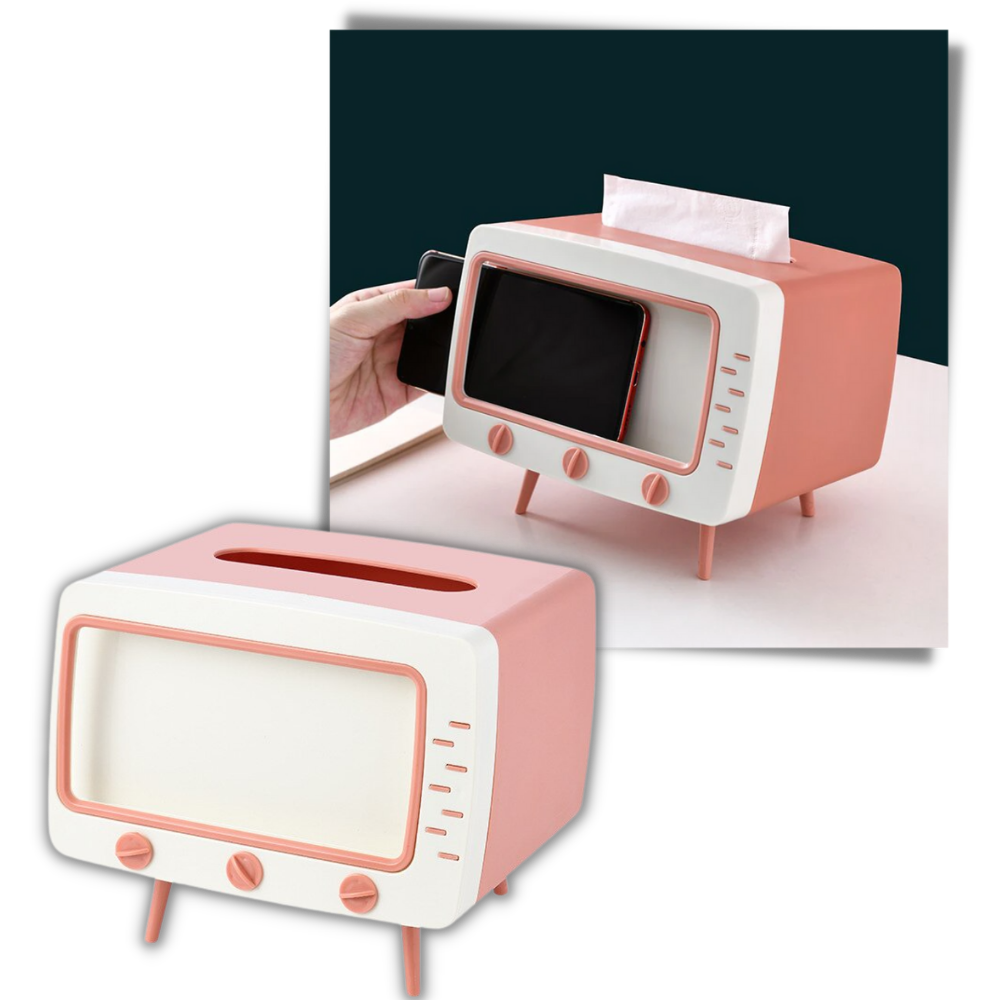 Distributore di fazzoletti con supporto per telefono - Ozerty