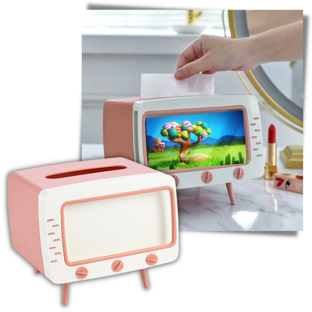 Distributore di fazzoletti con supporto per telefono - Ozerty