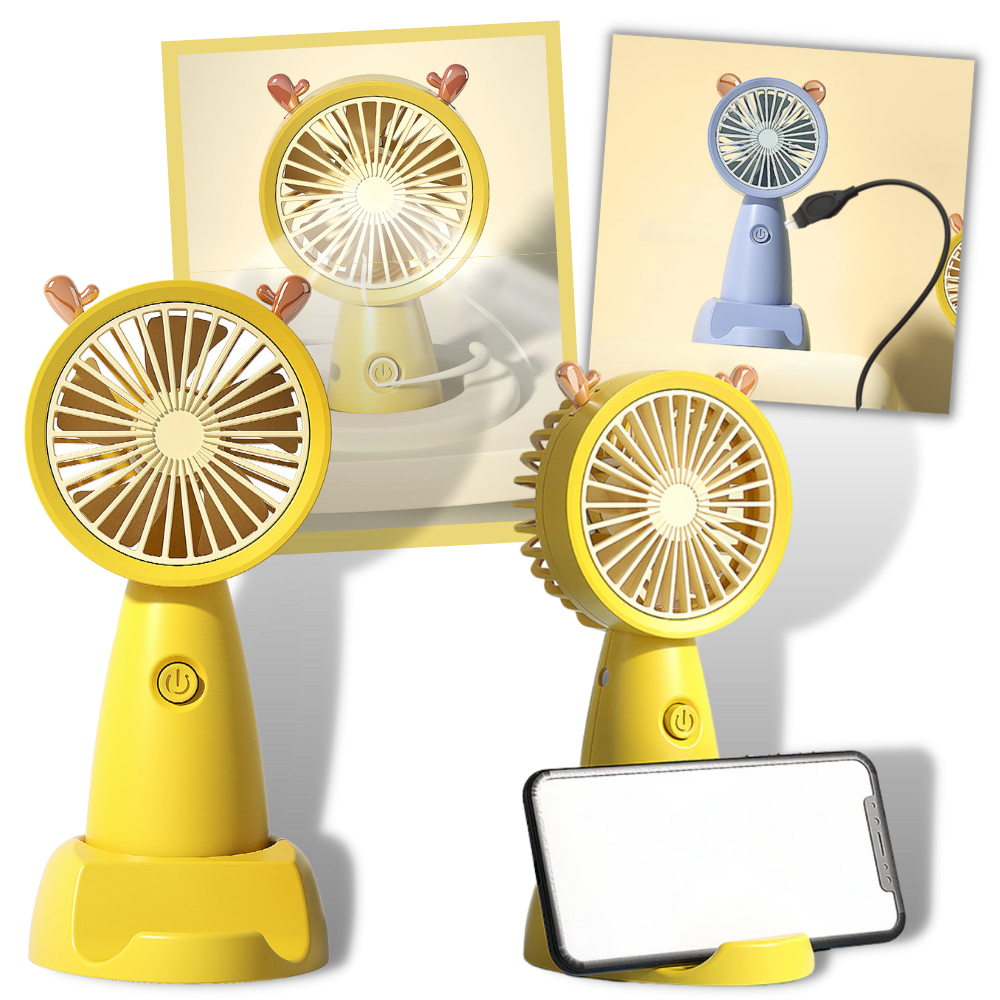 Mini ventilatore USB con supporto per telefono - Ozerty