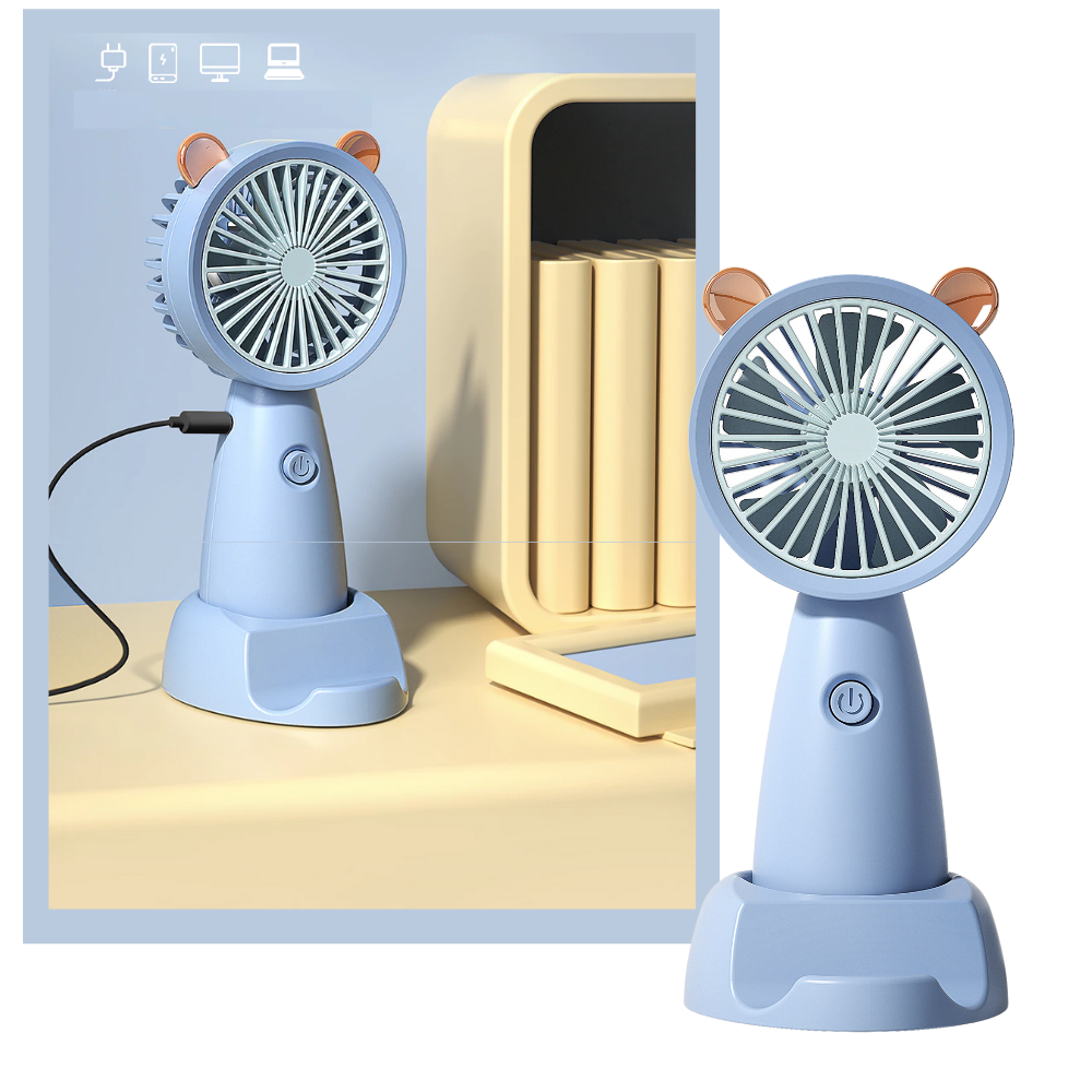 Mini ventilatore USB con supporto per telefono - Ozerty