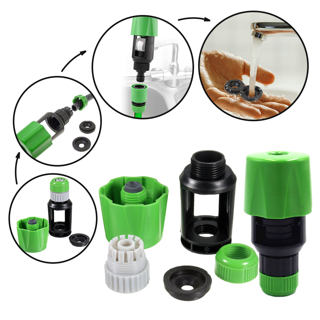 Connettore universale per tubo da giardino e rubinetto per cucina