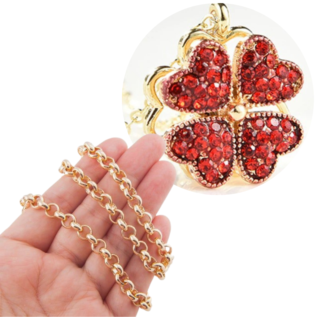 Collana a cuore regolabile a 4 foglie di trifoglio - Ozerty