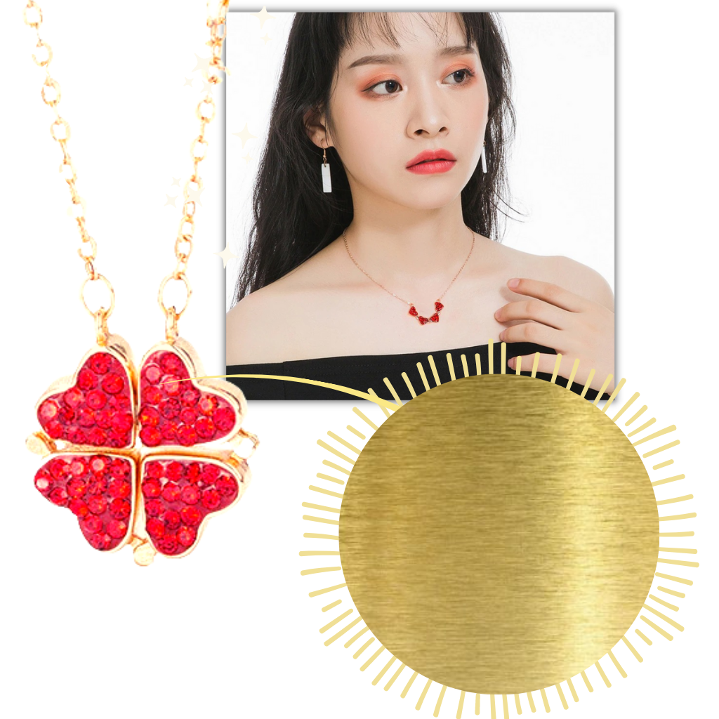 Collana a cuore regolabile a 4 foglie di trifoglio - Ozerty