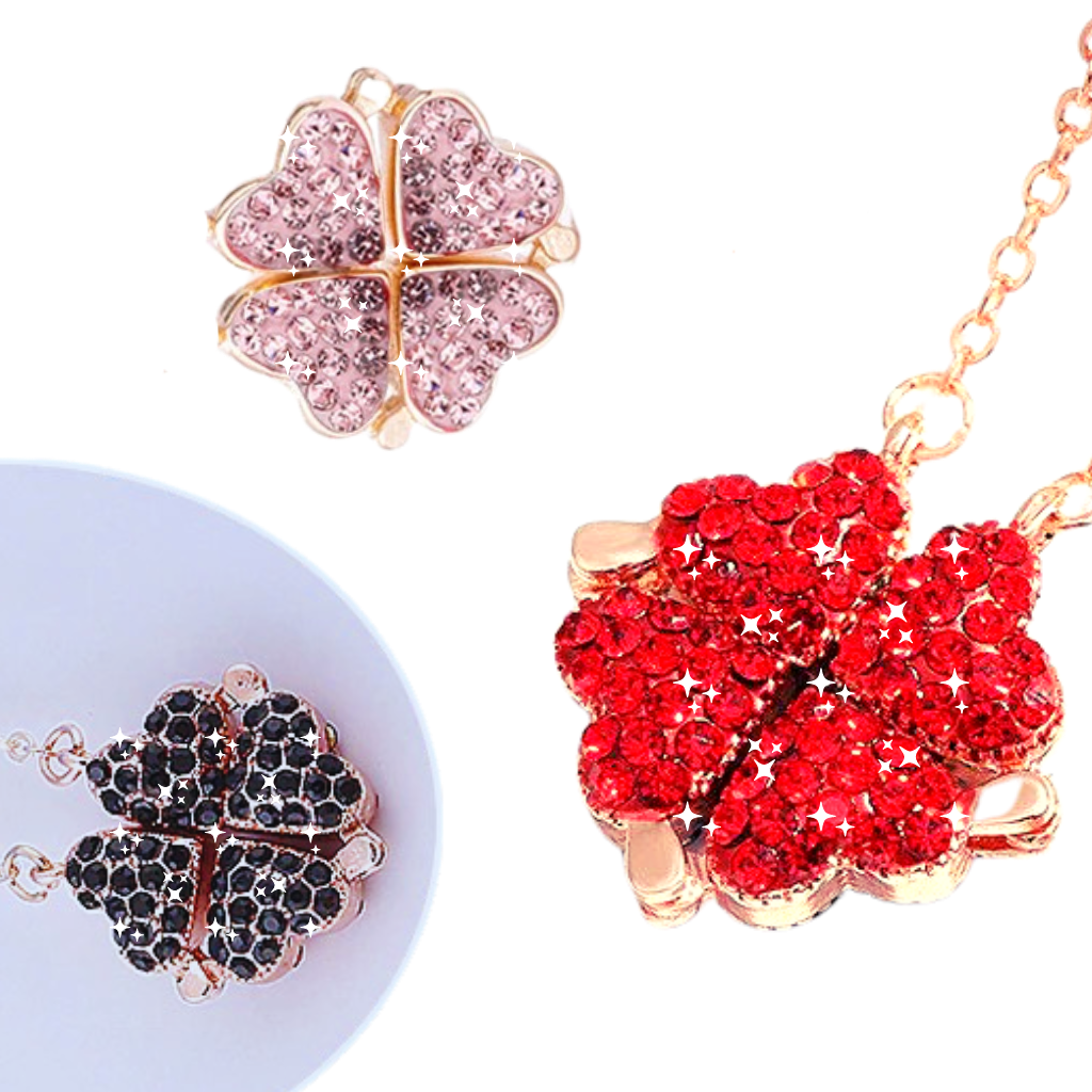 Collana a cuore regolabile a 4 foglie di trifoglio - Ozerty