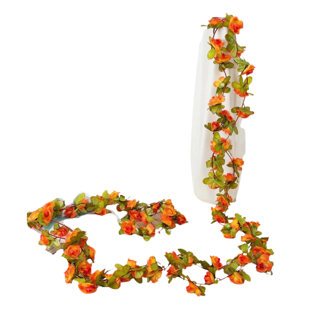 Garland of artificial roses