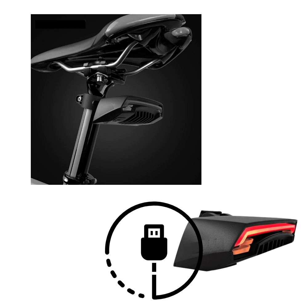 Luce posteriore di sicurezza della bicicletta con indicatori - Ozerty