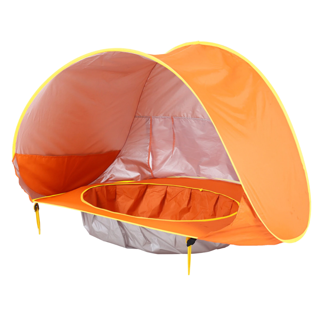 Portable beach tent for children with mini pool