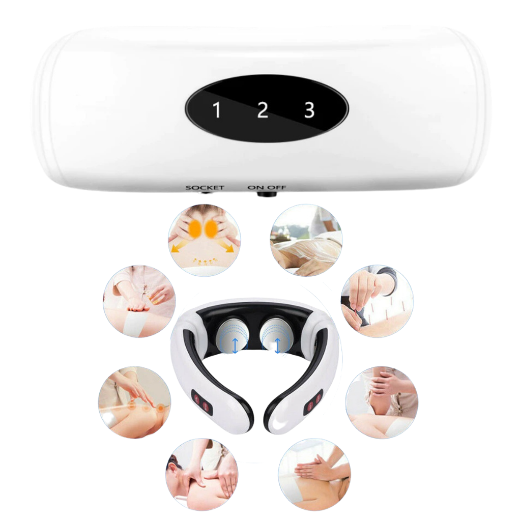 Massaggiatore circolare per il collo a trazione con riscaldamento a infrarossi - Ozerty