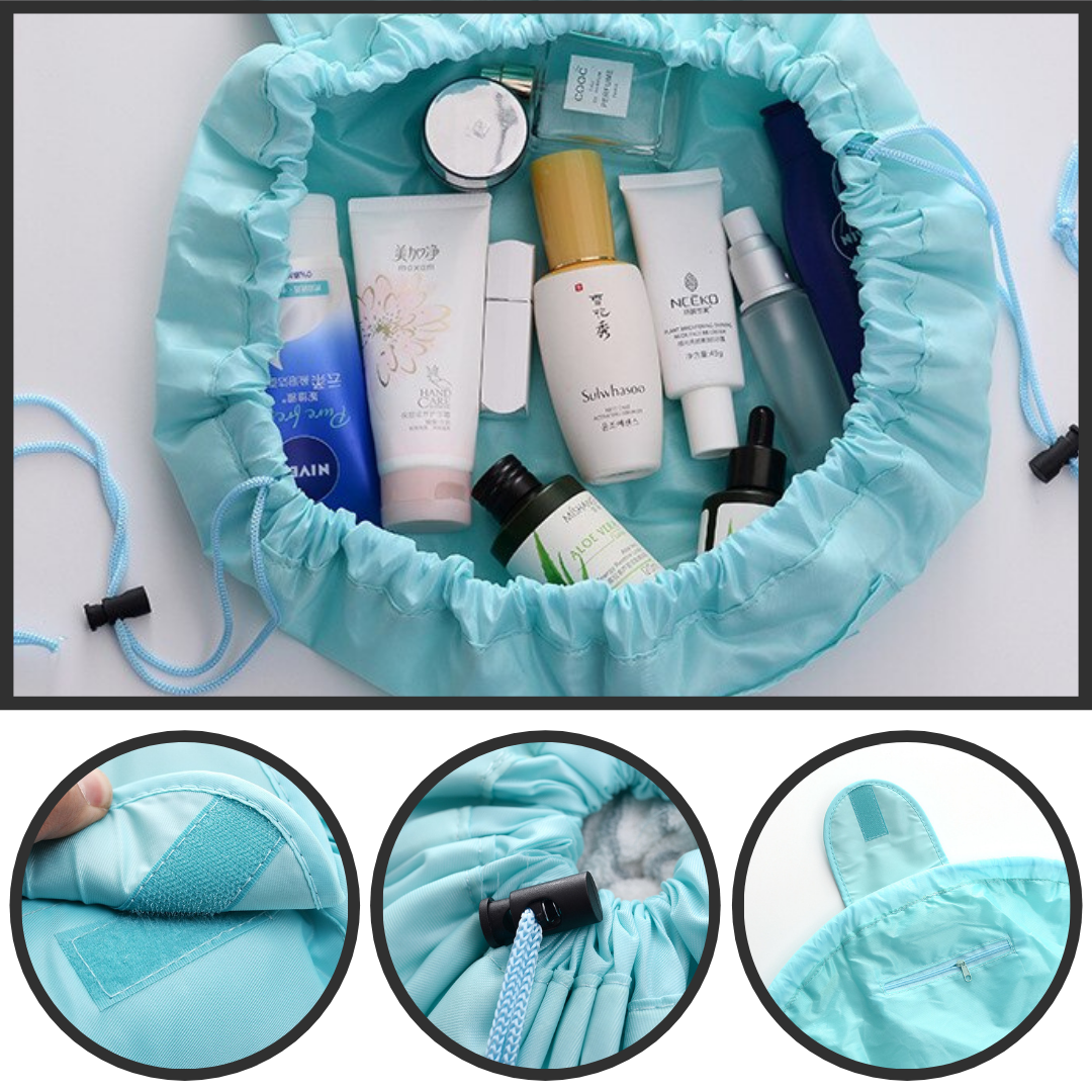 Borsa per il trucco pieghevole con coulisse