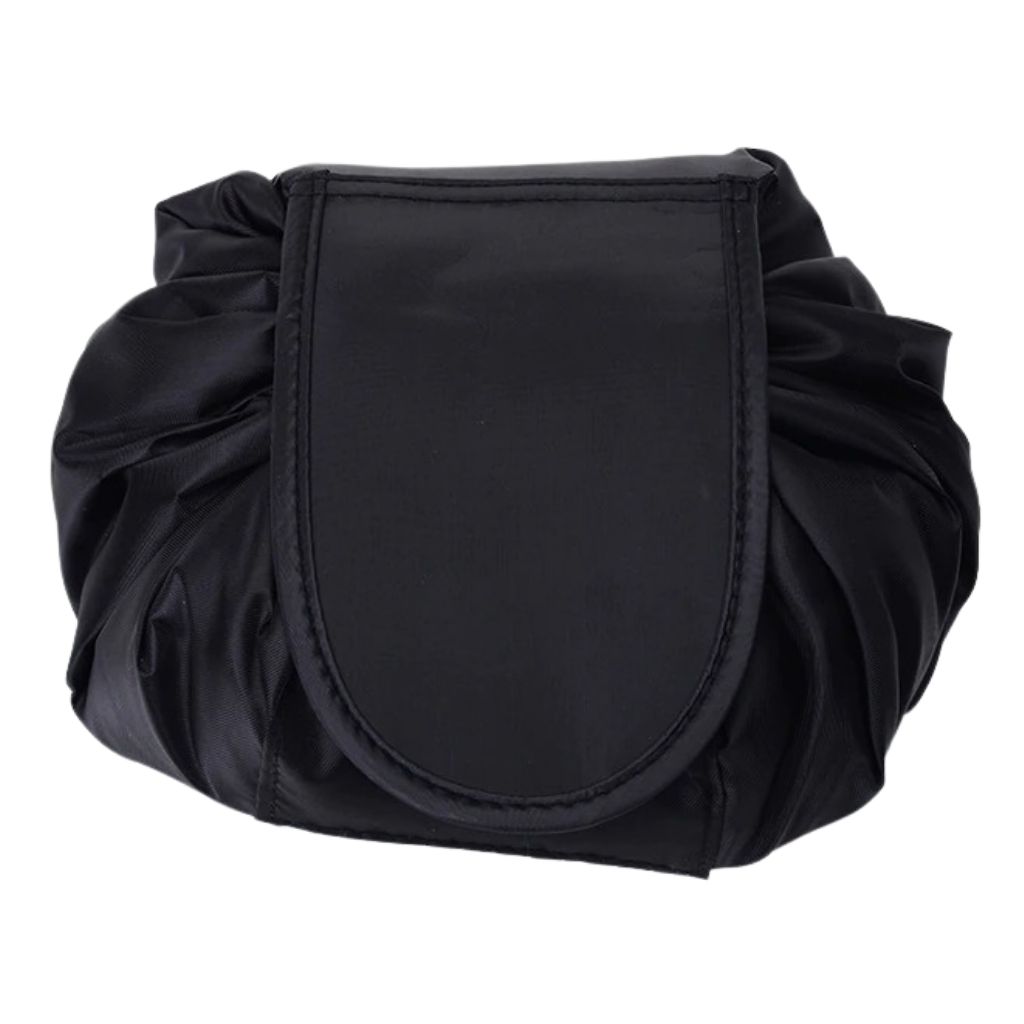 Foldable drawstring makeup bag
