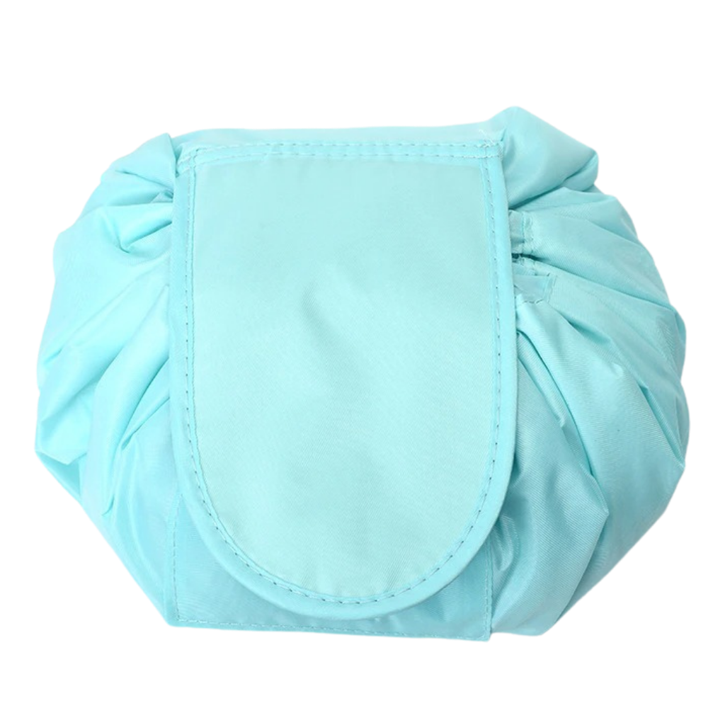 Foldable drawstring makeup bag