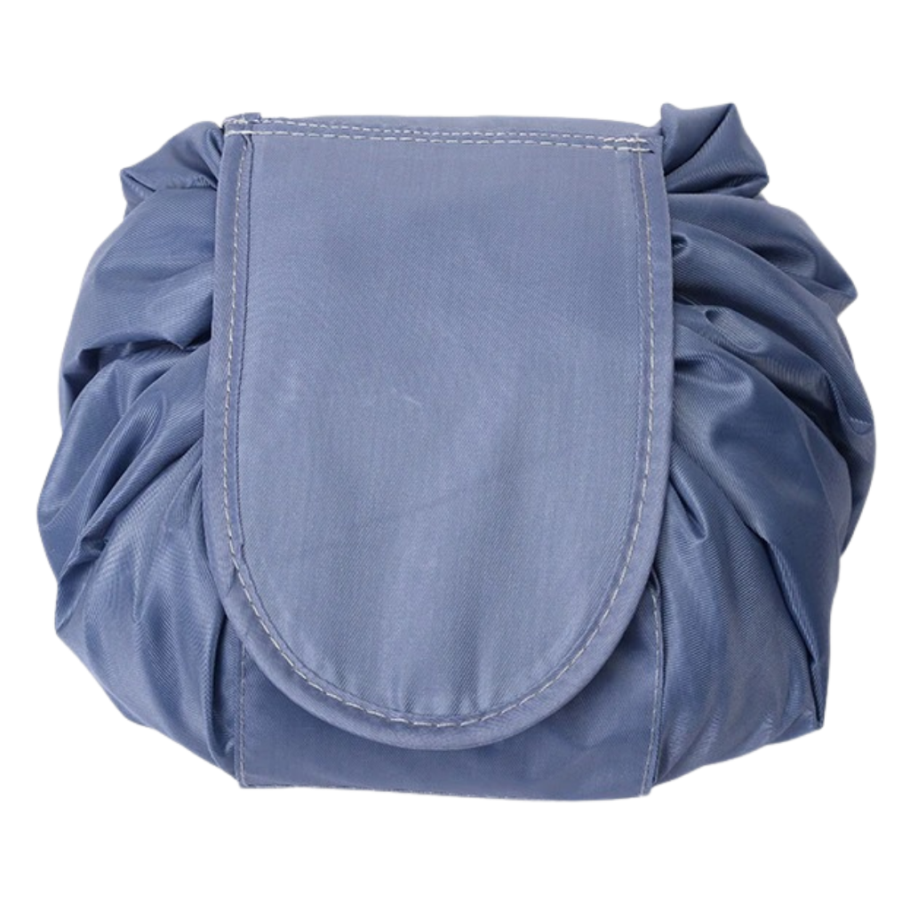Foldable drawstring makeup bag