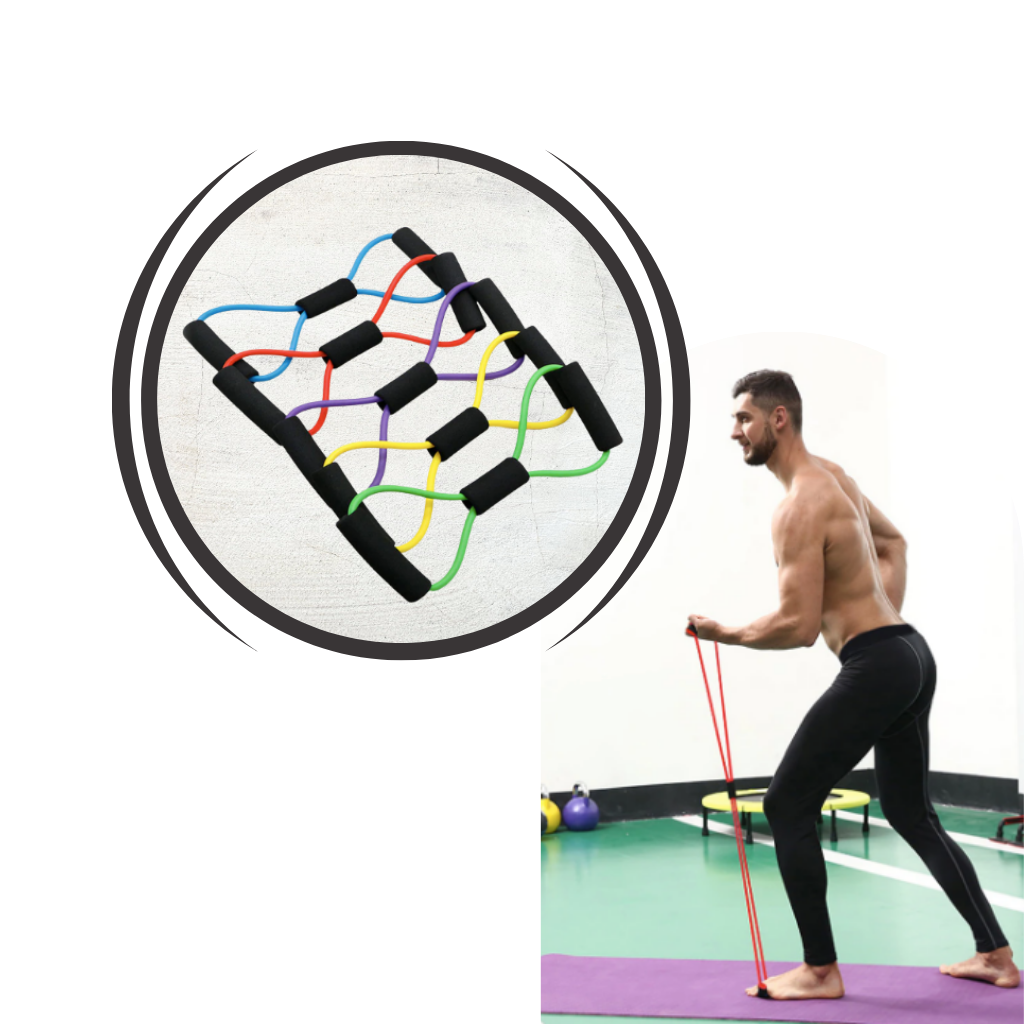 Fascia elastica di resistenza fitness con maniglie e 8 forme - Ozerty