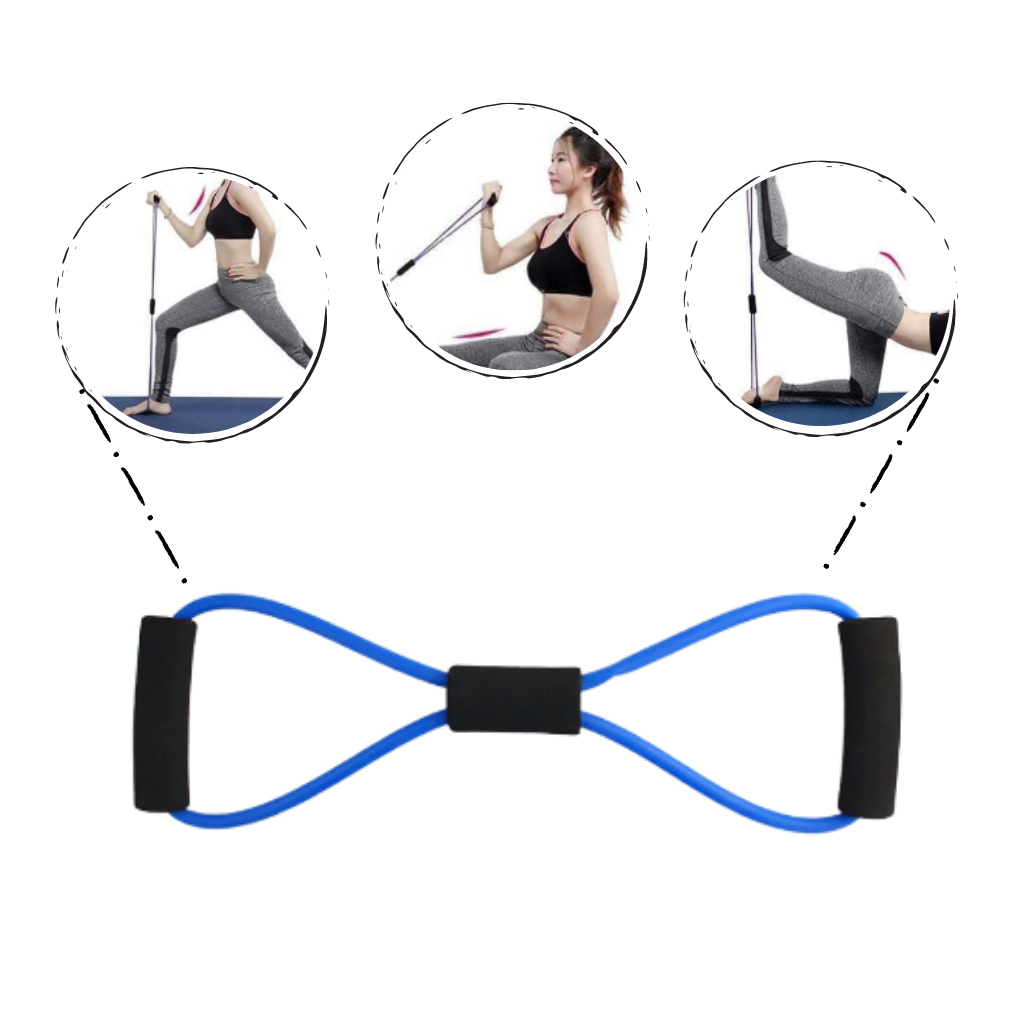 Fascia elastica di resistenza fitness con maniglie e 8 forme - Ozerty