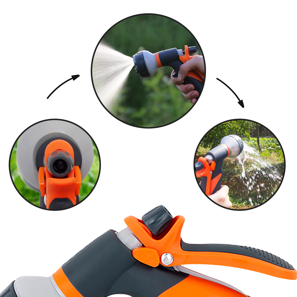 Pistola a spruzzo per tubo da giardino con 8 modalità