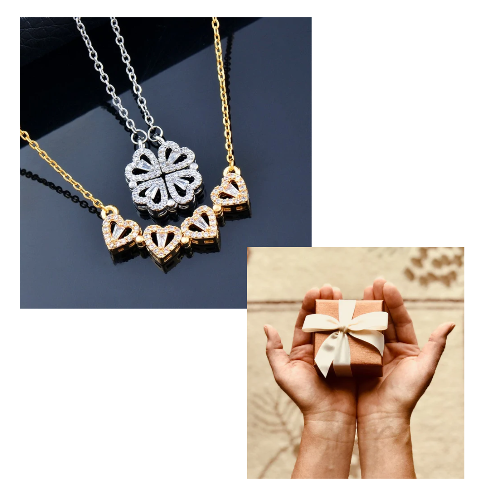 Collana a forma di cuore a quattro foglie - Ozerty